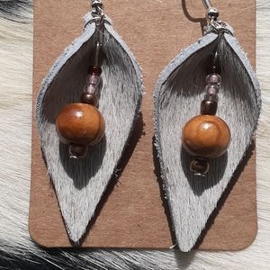 Handmade Cowhide and Sterling Silver Earri…
